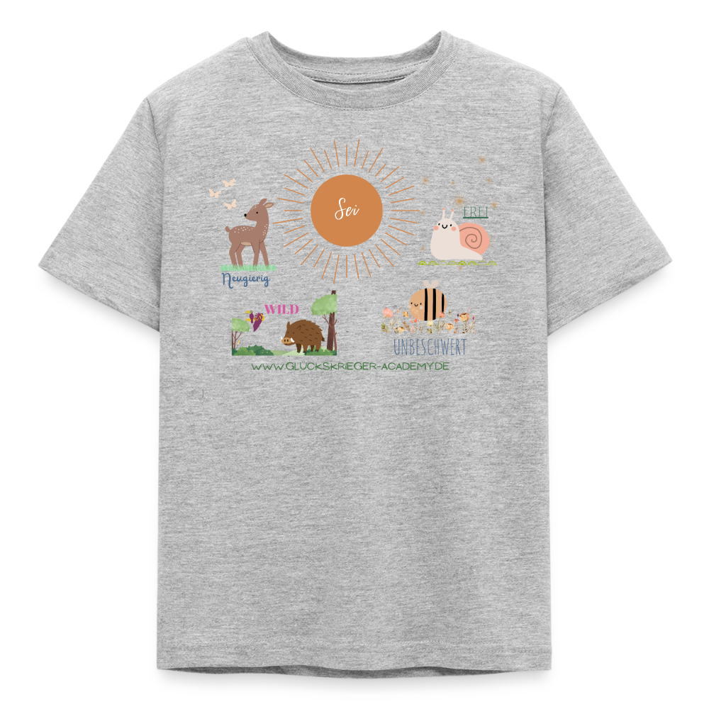 Glückskrieger Kinder T-Shirt – Sei mutig, frei & unbeschwert - heather grey