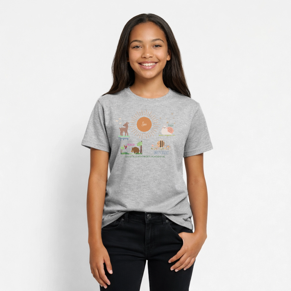 Glückskrieger T-Shirt für Teens – Sei mutig, frei & unbeschwert - heather grey