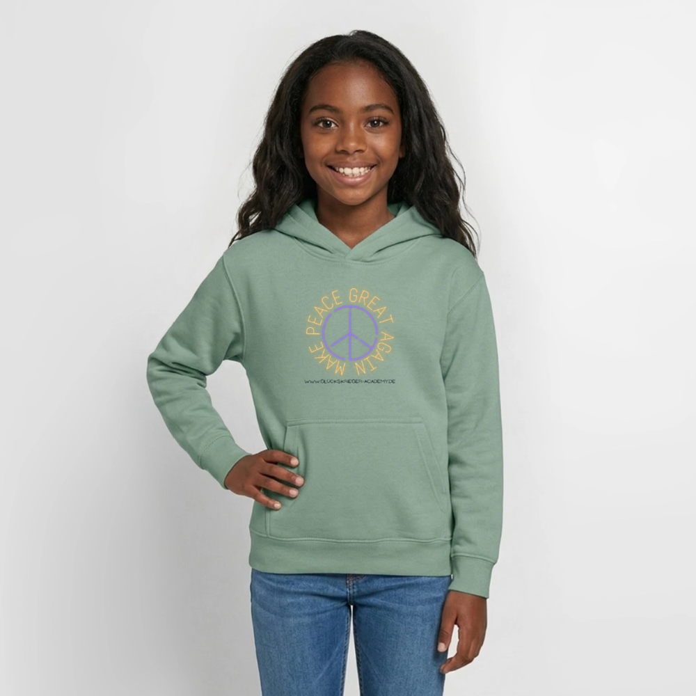 Glückskrieger Hoodie für Teens– Peace - steel green