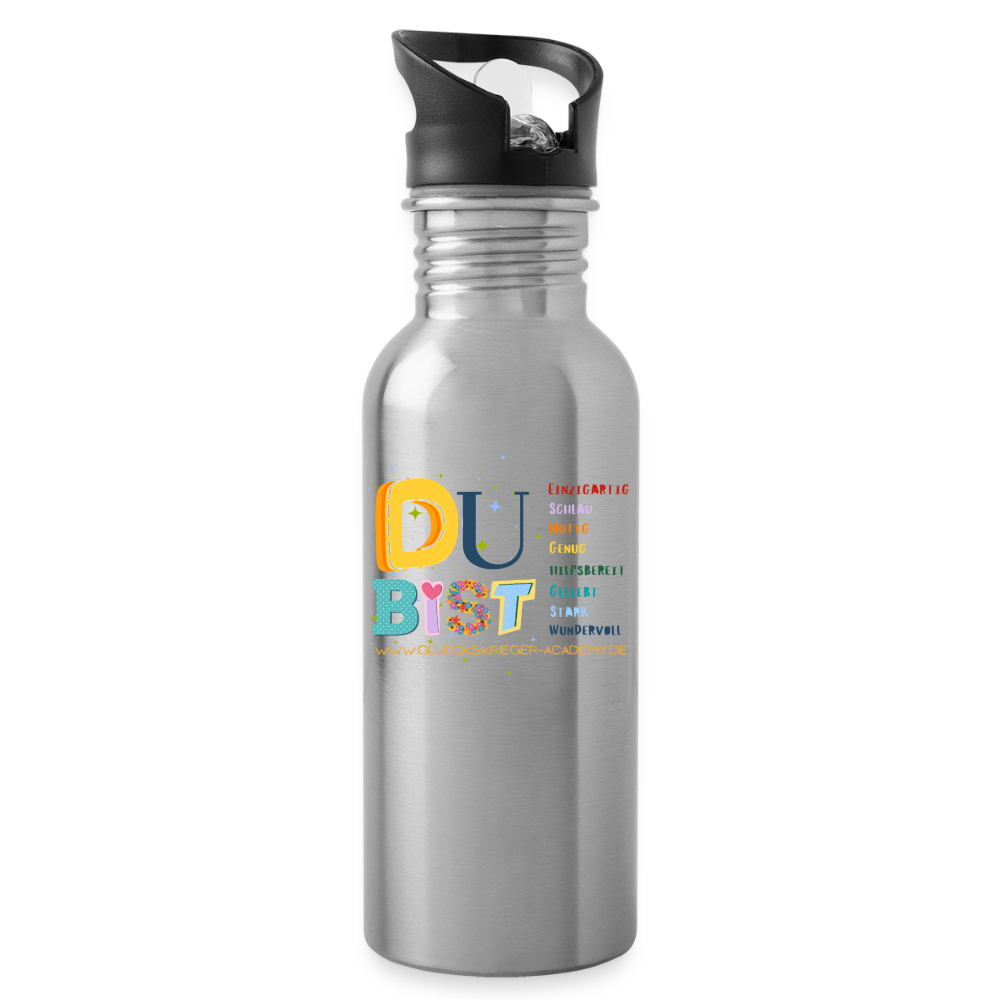 Glückskrieger Trinkflasche – Stark durch den Tag - silver