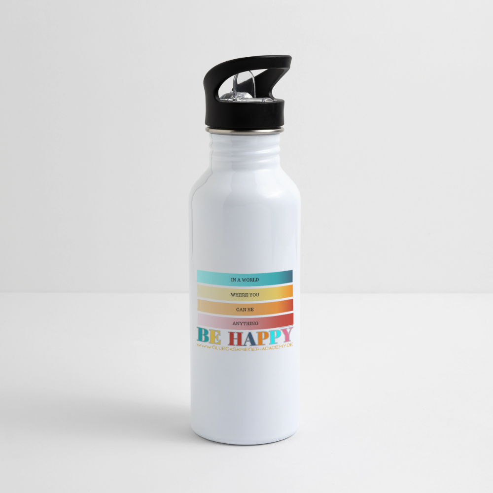 Glückskrieger Trinkflasche – Be happy - white