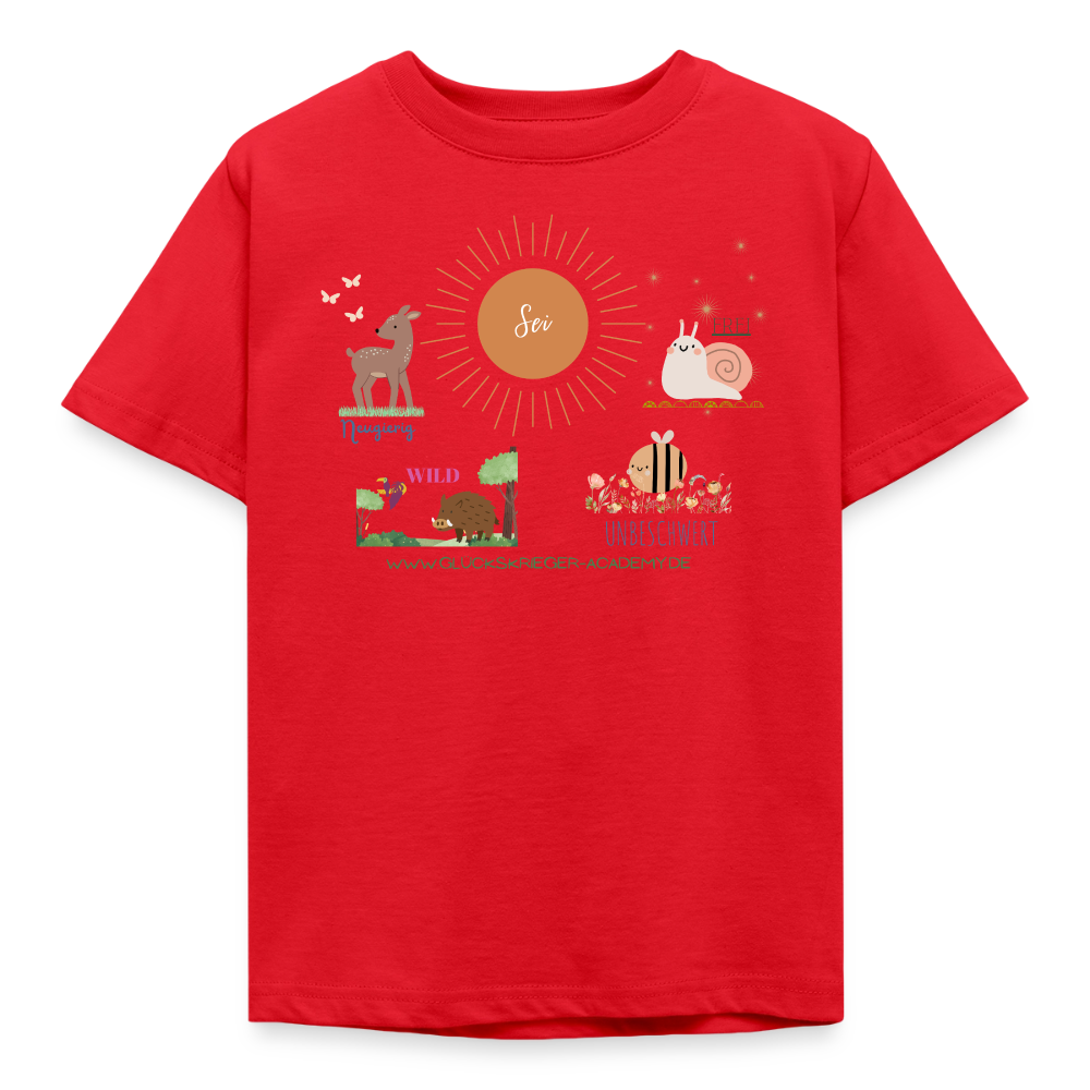 Glückskrieger Kinder T-Shirt – Sei mutig, frei & unbeschwert - red
