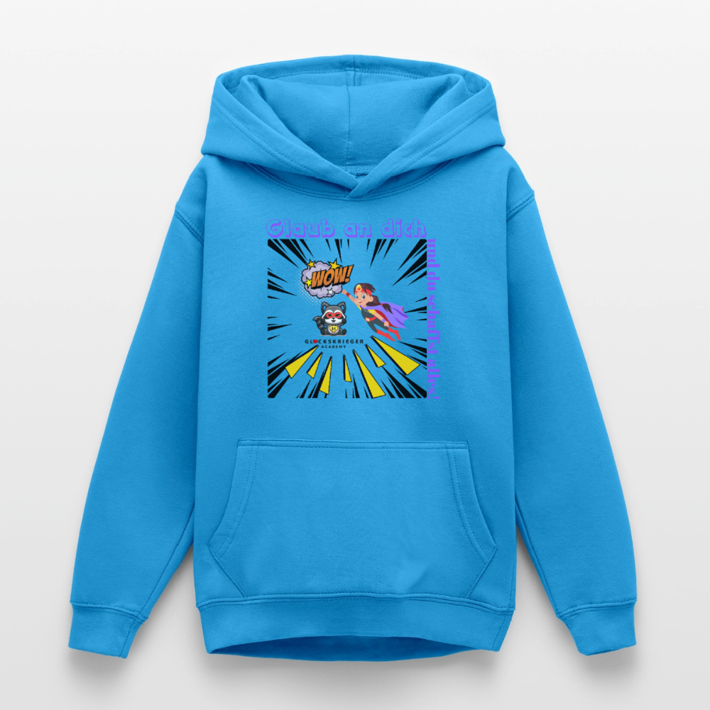 Glückskrieger Hoodie für Teens– Glaub an dich - sea blue