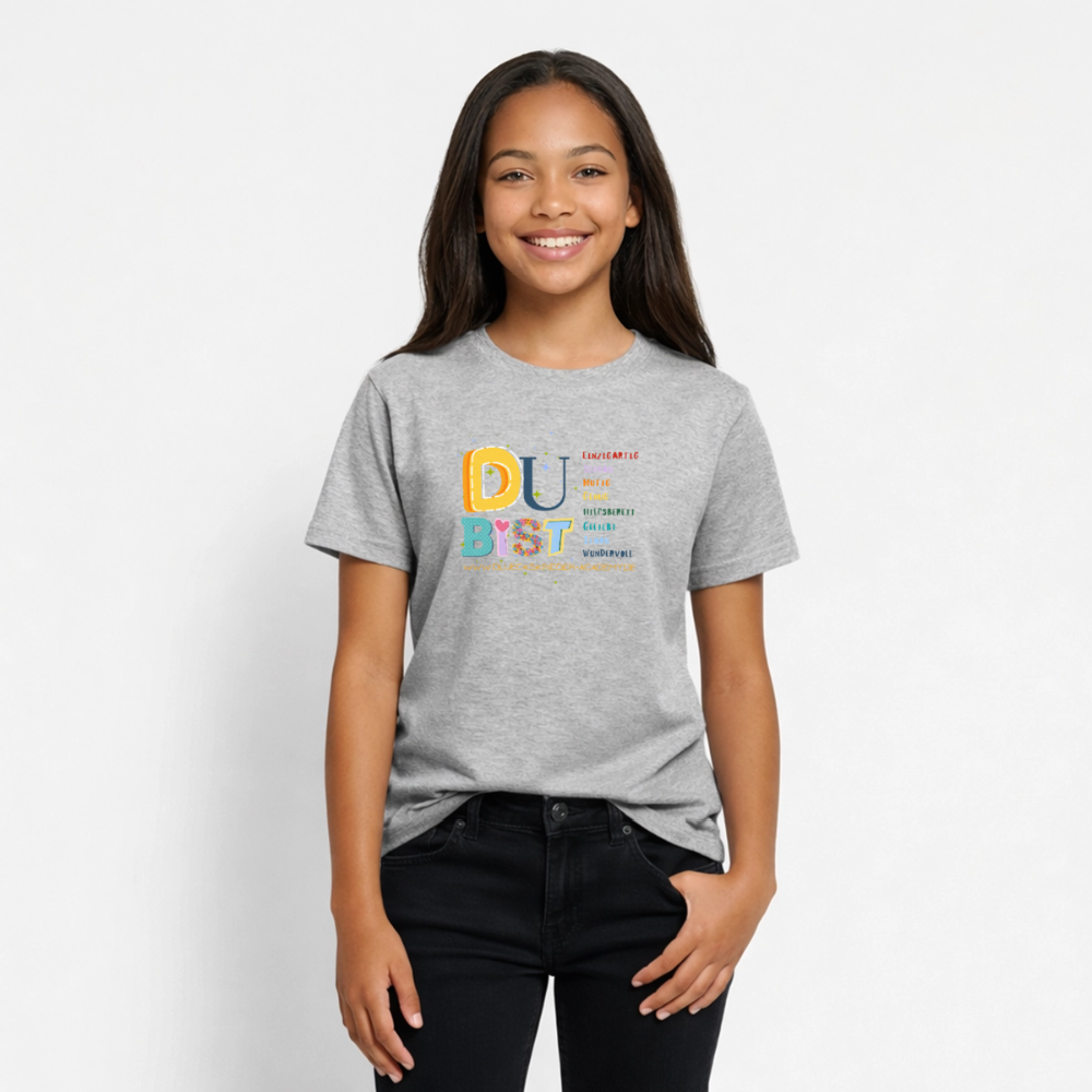 Glückskrieger T-Shirt für Teens– Du bist einzigartig & stark - heather grey