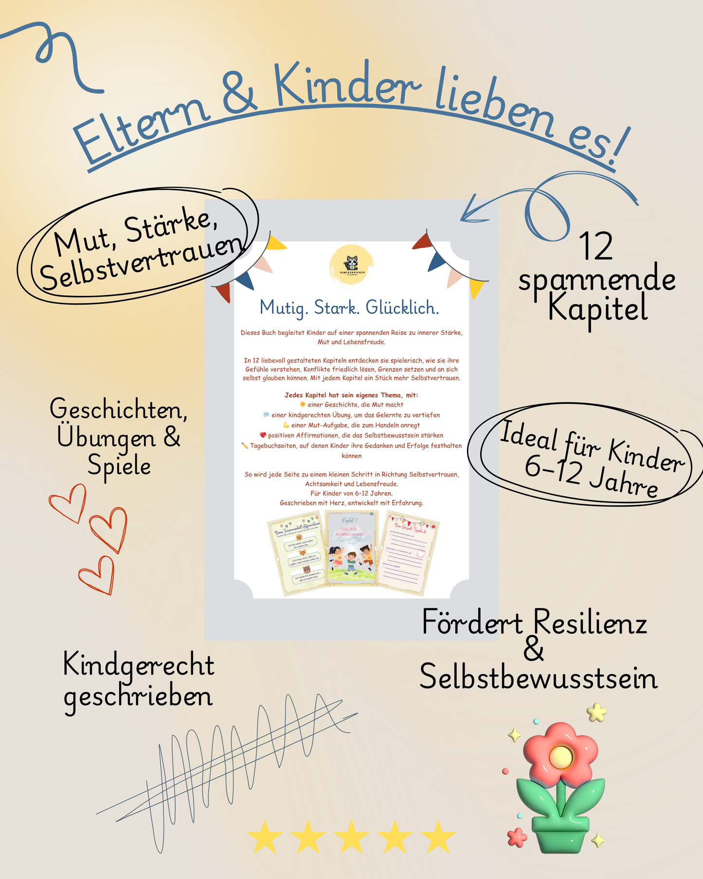 Stark wie ein Glückskrieger – Kinder-Workbook mit 12 Kapiteln für Mut, Resilienz & Selbstvertrauen